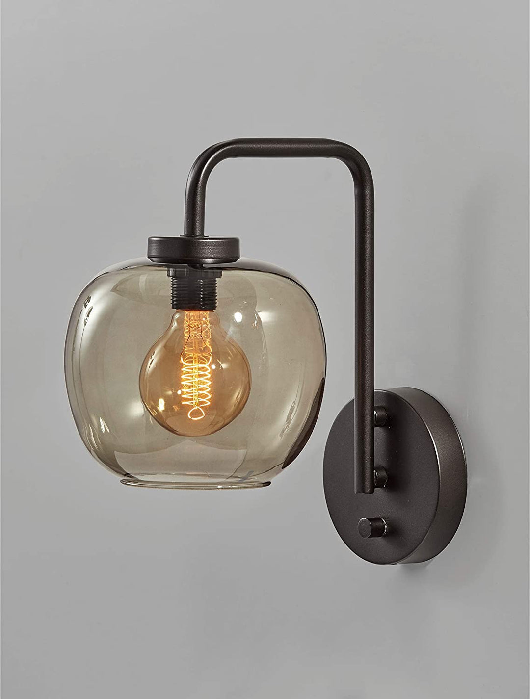 Matte Black Smoked Glass Wall Lamp Farmhouse Industrial Metal Bulbs Included - Diamond Home USA