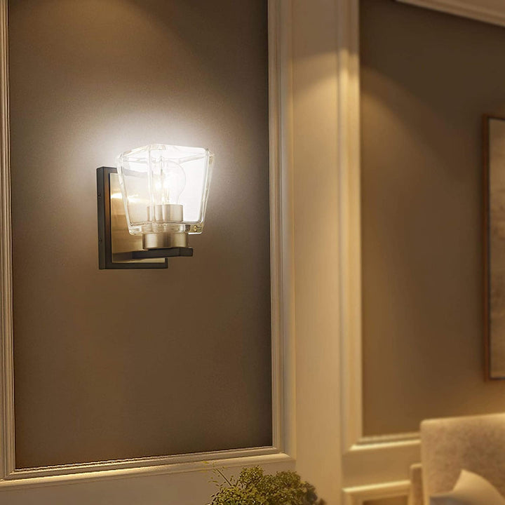 Matte Black+Brushed Nickel 1 Light Clear Crystal Shade