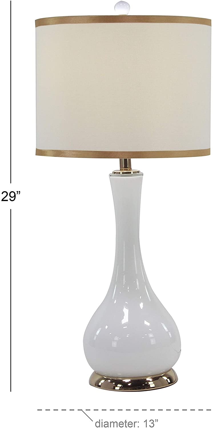 Modern Iron Glass Long Neck Table Lamp White Contemporary - Diamond Home USA