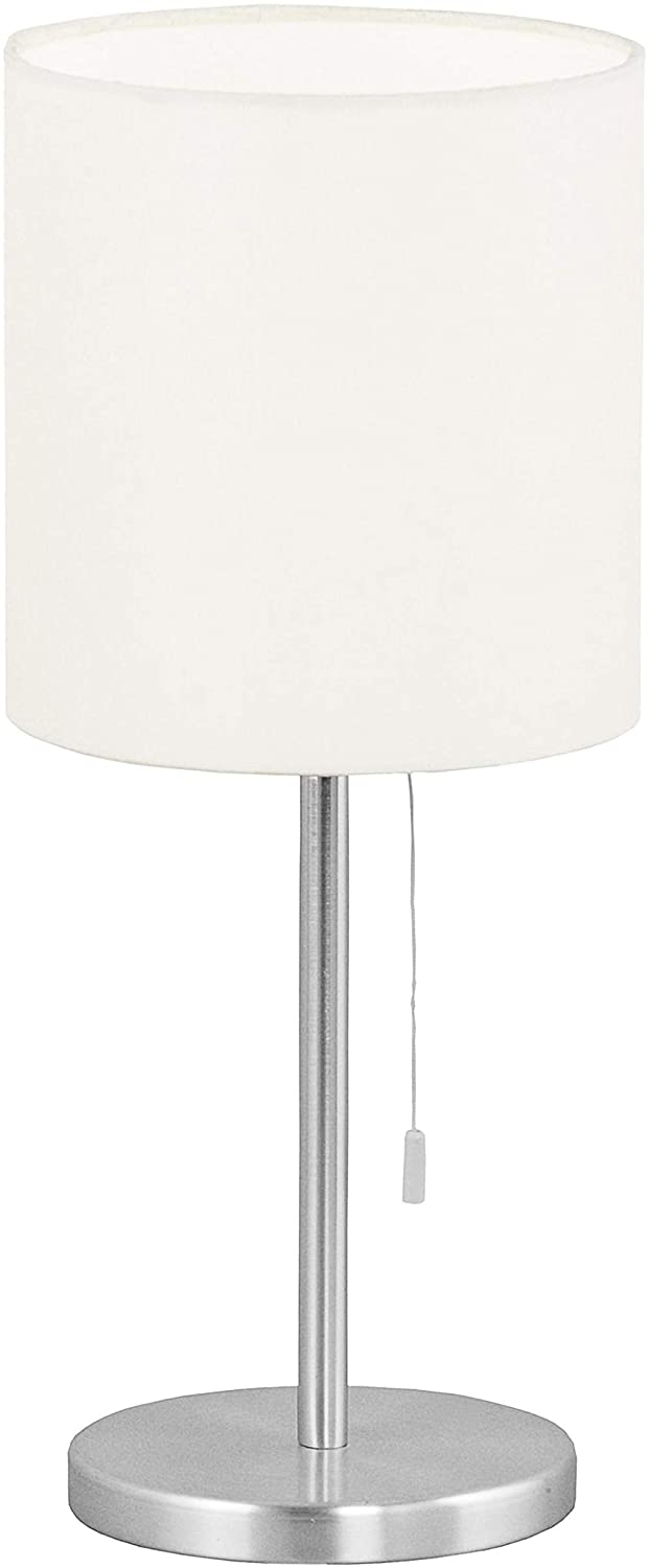 1 Light Aluminum Finish Table Lamp White Shade Modern