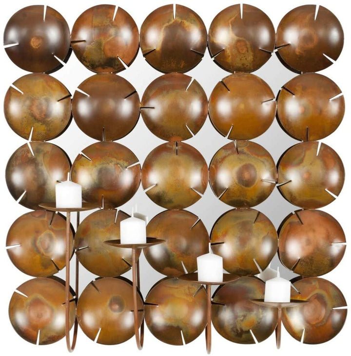 Lighting Coco Shells Square Candle Holder Wall Sconce 0 Gold Modern Contemporary Iron Metal - Diamond Home USA