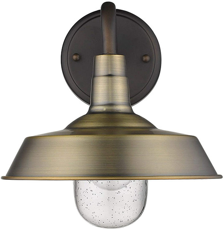 1 Light Antique Brass Exterior Wall Fixture Farmhouse Industrial Transitional Dimmable Includes Hardware - Diamond Home USA