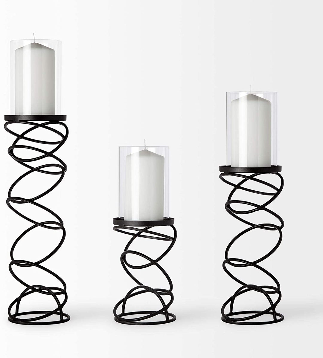 (Medium) Candleholder Black Farmhouse Industrial Metal - Diamond Home USA