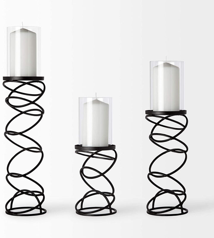 (Medium) Candleholder Black Farmhouse Industrial Metal - Diamond Home USA