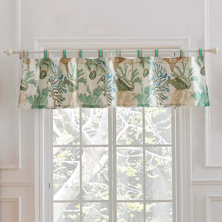 Green 84 inch Window Valance Coastal Nautical 100% Polyester