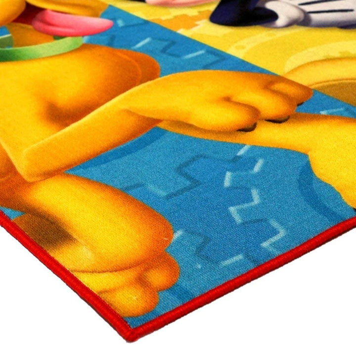 Ln 4'6 x 6'6 Kids Blue Red Mickey Mouse Theme Area Rug Rectangle Indoor Orange Yellow Disney Themed Kid Bedroom Carpet Pluto Goofy Donald Duck Pattern
