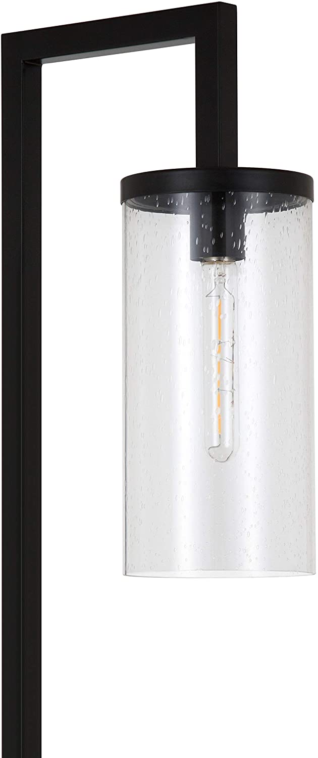 Table Lamp Blackened Bronze Seeded Glass Shade Black Farmhouse Industrial - Diamond Home USA