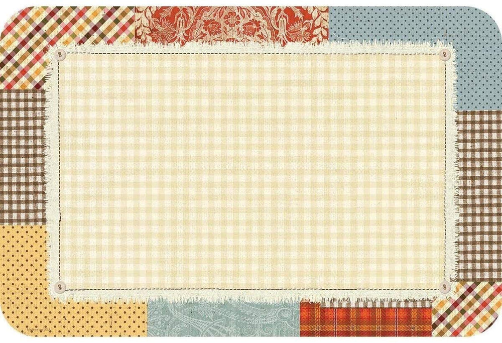 Plastic Wipe Clean Placemats Patchwork Cafe (Set 4) Color Casual Rectangle Vinyl - Diamond Home USA