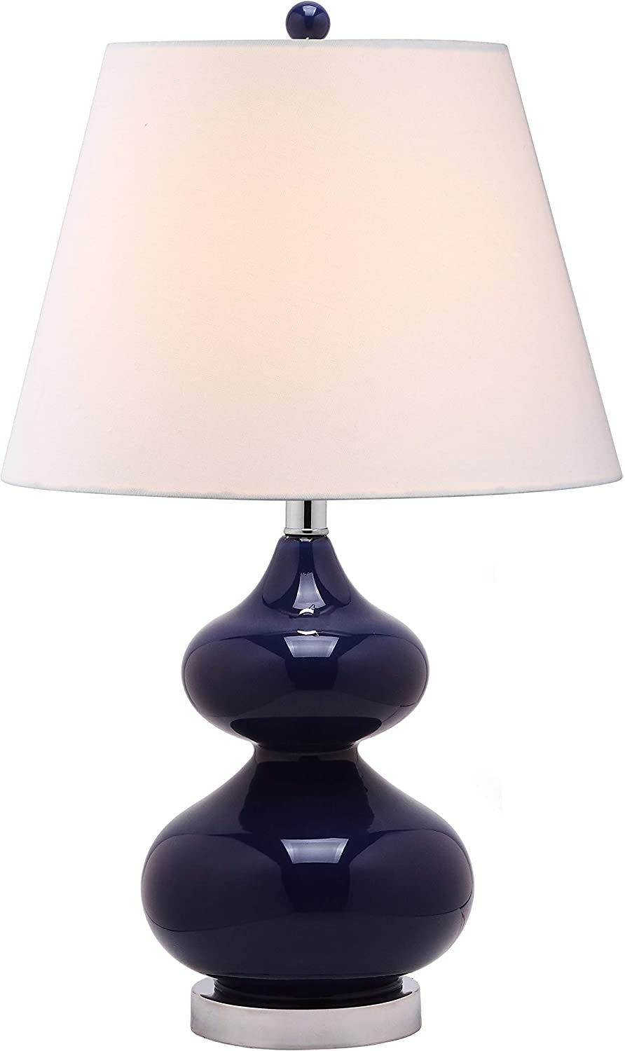 Lighting 24 inch Eva Navy Double Gourd Glass Table Lamp Blue Modern Contemporary Transitional Bulbs Included - Diamond Home USA