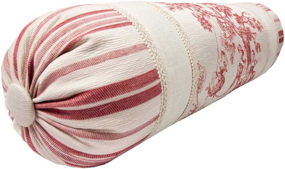 Red Neckroll Pillow Ivory Polyester