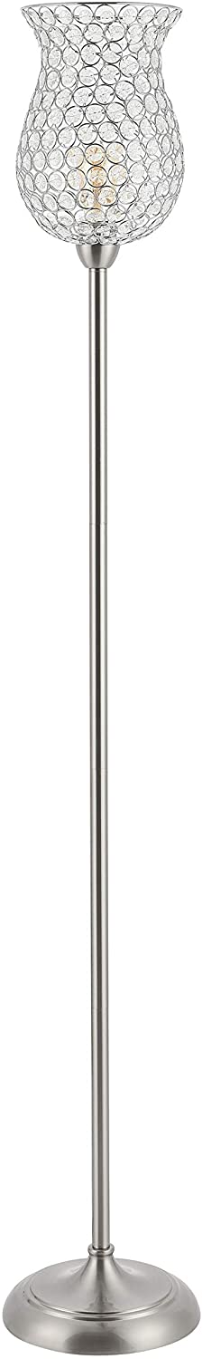Lighting 70 inch Iron Floor Lamp 11" X 70" Silver Modern Contemporary Nickel Bulbs Included Energy Efficient - Diamond Home USA