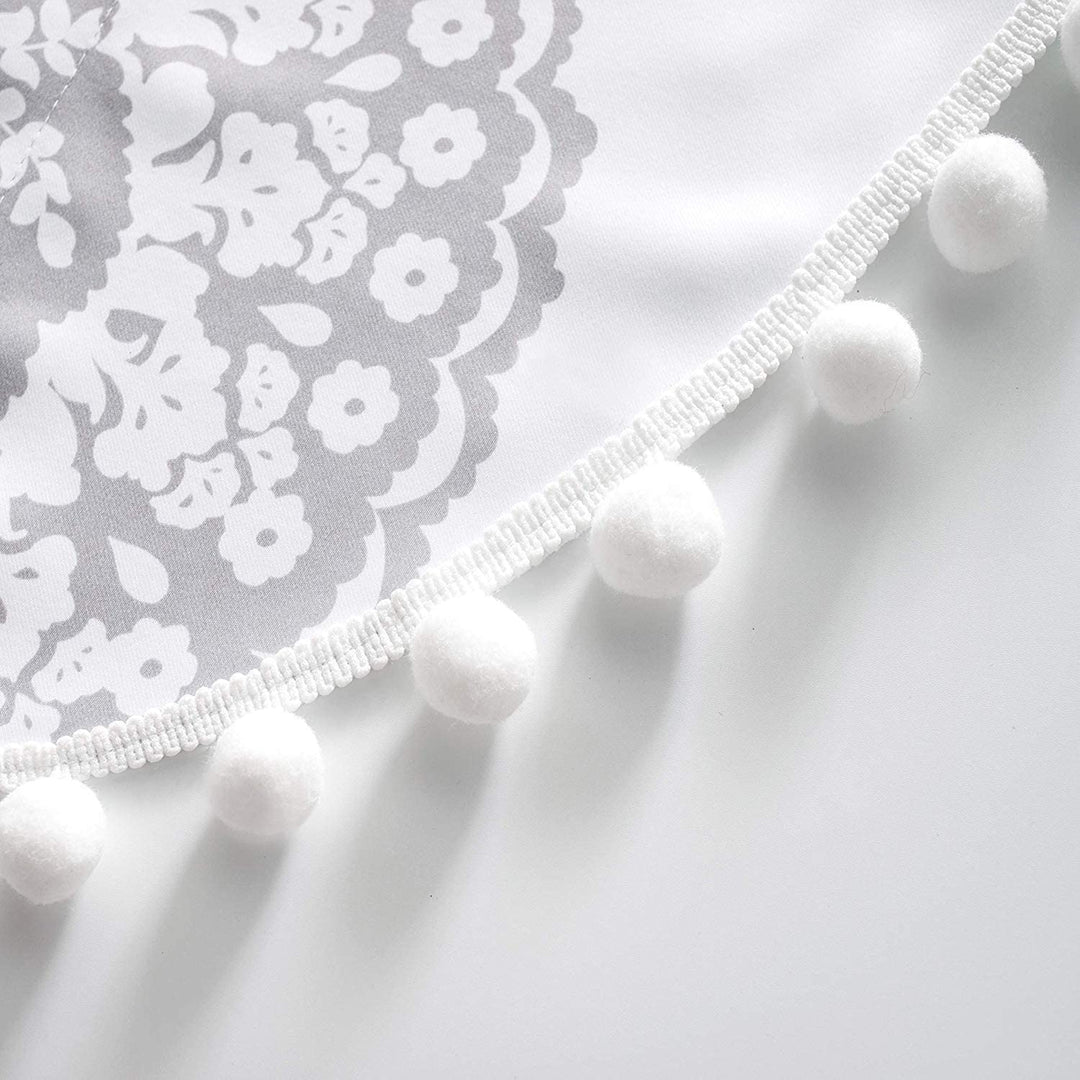 Floral Damask Medallion Pattern Swag Valance Grey Kids Teen Modern Contemporary Polyester Lined Thermal