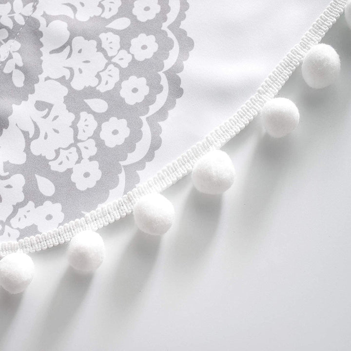 Floral Damask Medallion Pattern Swag Valance Grey Kids Teen Modern Contemporary Polyester Lined Thermal