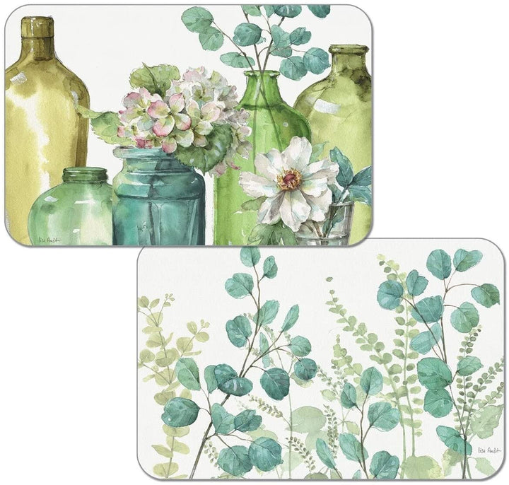 Wipe Clean Plastic Placemats Set 4 Greenery Color