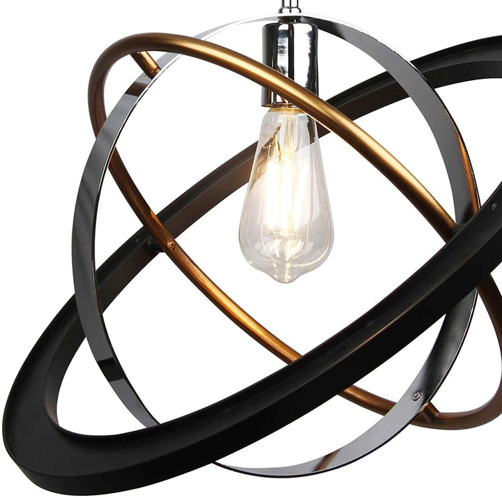 1 Light Pendant Chrome Satin Brass Black Finish Modern Contemporary Metal Dimmable
