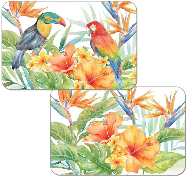 Wipe Clean acemats Set 4 Tropical Birds Color Rectangle