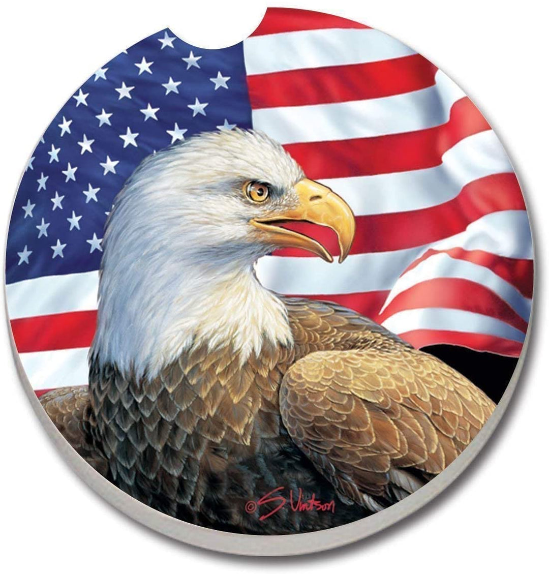 Absorbent Stone Car Flag Coaster (Set 2) Color