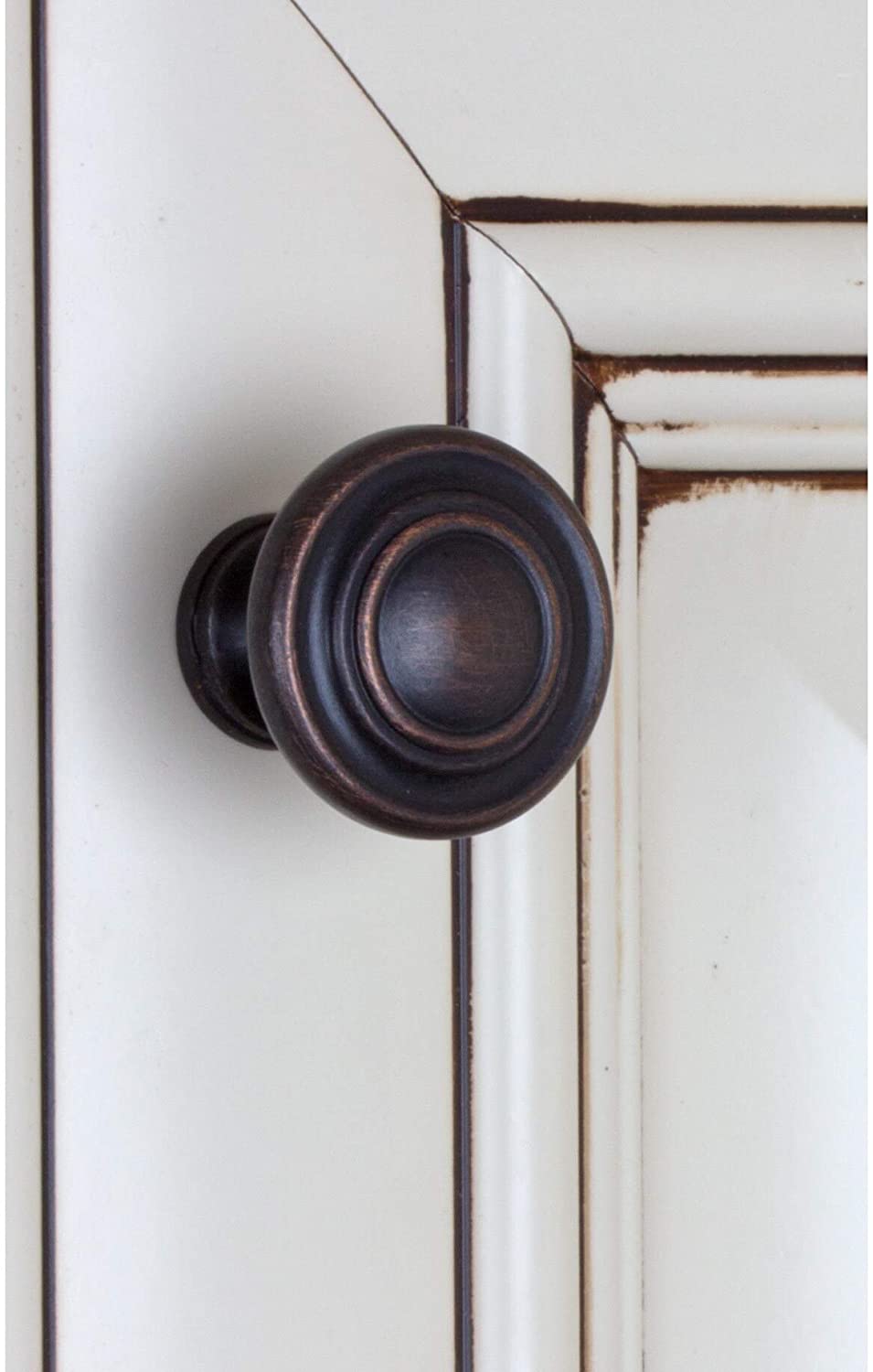 1 25 inch Oil Rubbed Bronze 3 Ring Round Cabinet Knobs (Pack 10) Brown Metal Finish - Diamond Home USA