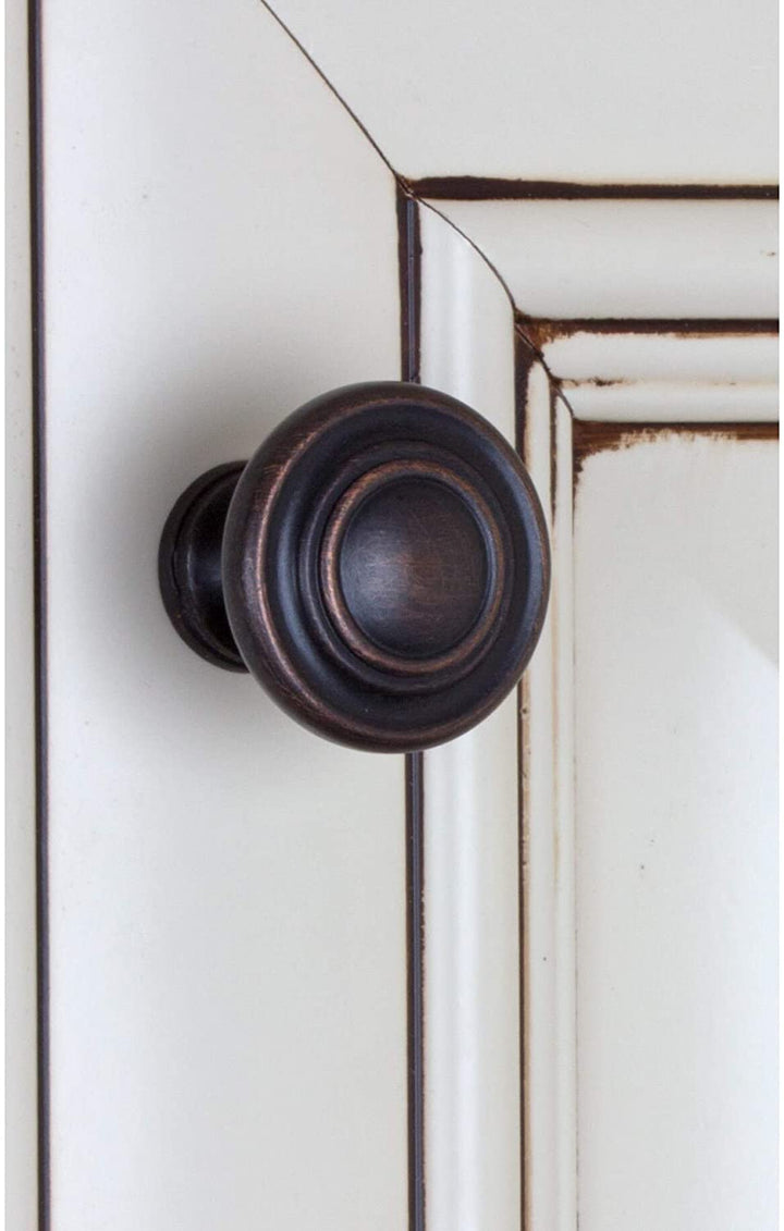 1 25 inch Oil Rubbed Bronze 3 Ring Round Cabinet Knobs (Pack 10) Brown Metal Finish - Diamond Home USA