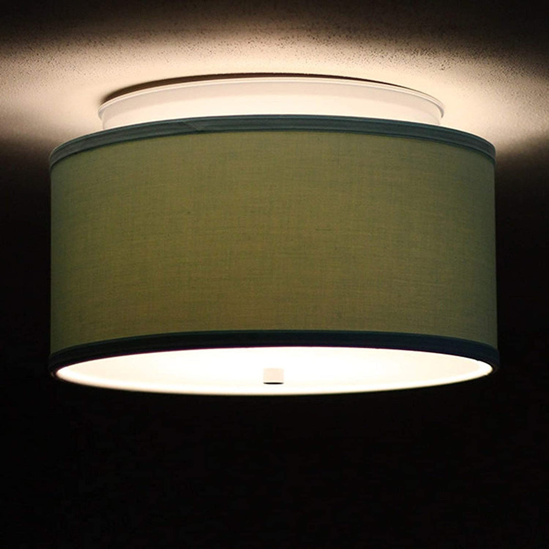 14 Moderne Flush Mount Converter Kit Island Paridise Blue Drum Lampshade 14x14x7 Off/White Modern Contemporary Fabric
