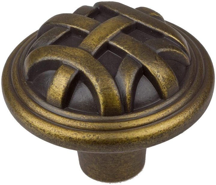 1 25 inch Antique Brass Round Braided Cabinet Knobs (Pack