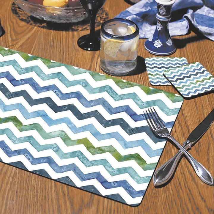 Chevron Hardboard Placemat Set 2 Color Casual Country Rectangle - Diamond Home USA