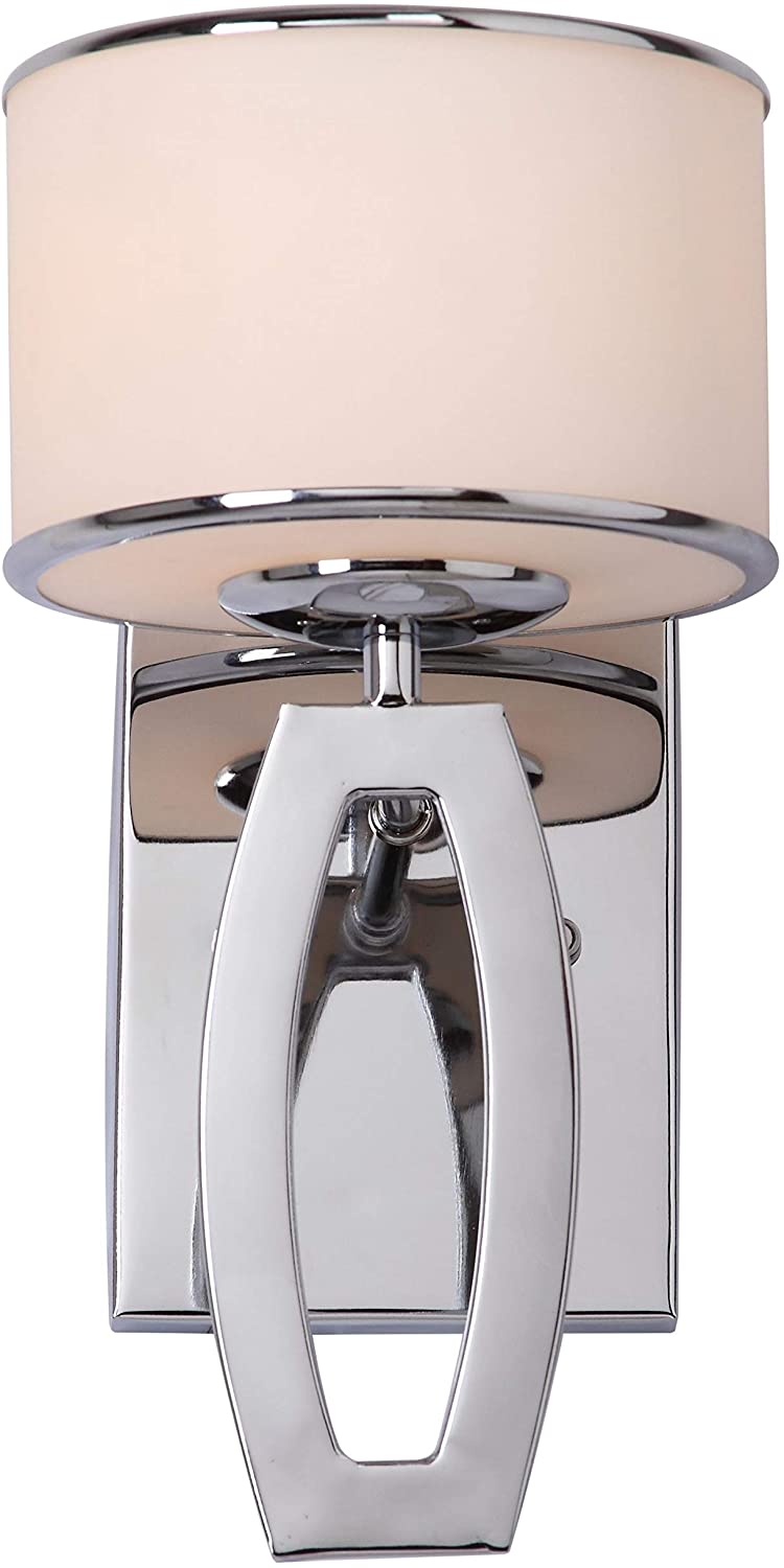 Lighting Chrome Drum Sconce (Set 2) White Modern Contemporary Transitional Glass Bulbs Included - Diamond Home USA