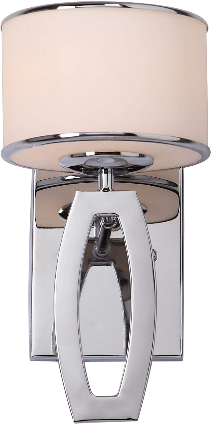 Lighting Chrome Drum Sconce (Set 2) White Modern Contemporary Transitional Glass Bulbs Included - Diamond Home USA