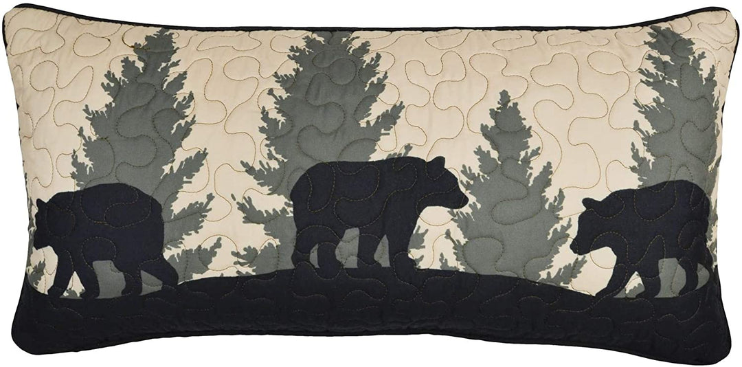 Bear Walk Plaid UCC Rectangle Decorative Pillow Black Animal