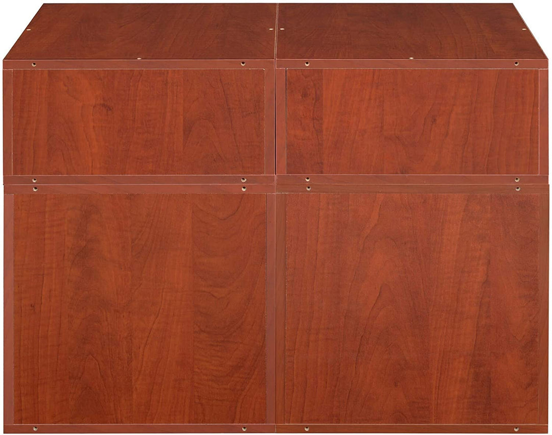 Storage Set 2 Full Cubes/2 Half Cubes Cherry Red Modern Contemporary Laminate Wood Finish - Diamond Home USA