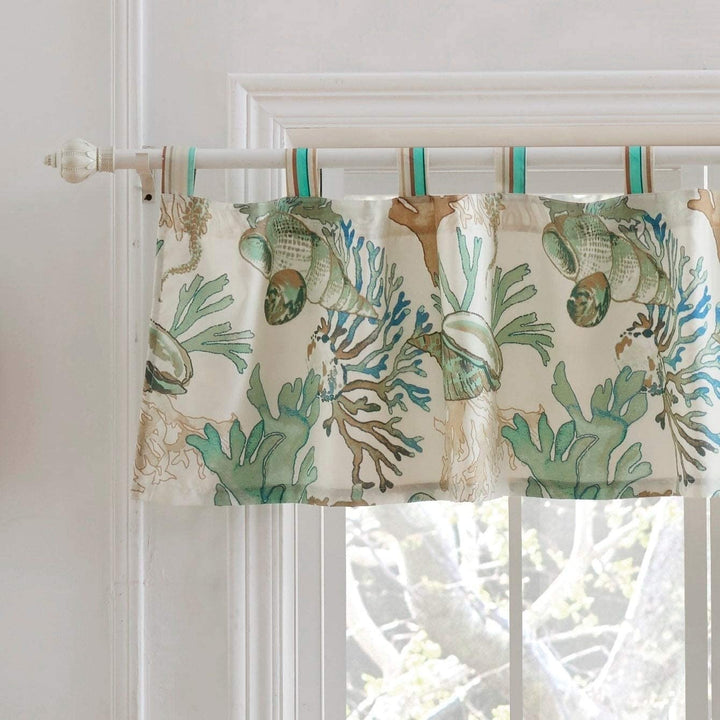 Green 84 inch Window Valance Coastal Nautical 100% Polyester Lined - Diamond Home USA