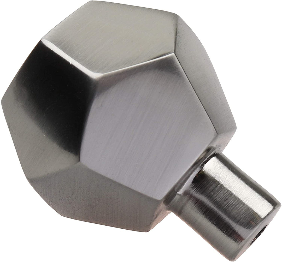 1 1/2 Inch Satin Nickel Solid Faceted Cabinet Knobs (10 Pack) Modern Contemporary Zinc Finish - Diamond Home USA