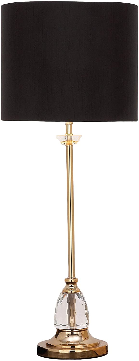 Crystal/Brass Buffet Console Table Lamp Black Clear Glam Modern Contemporary Brass - Diamond Home USA