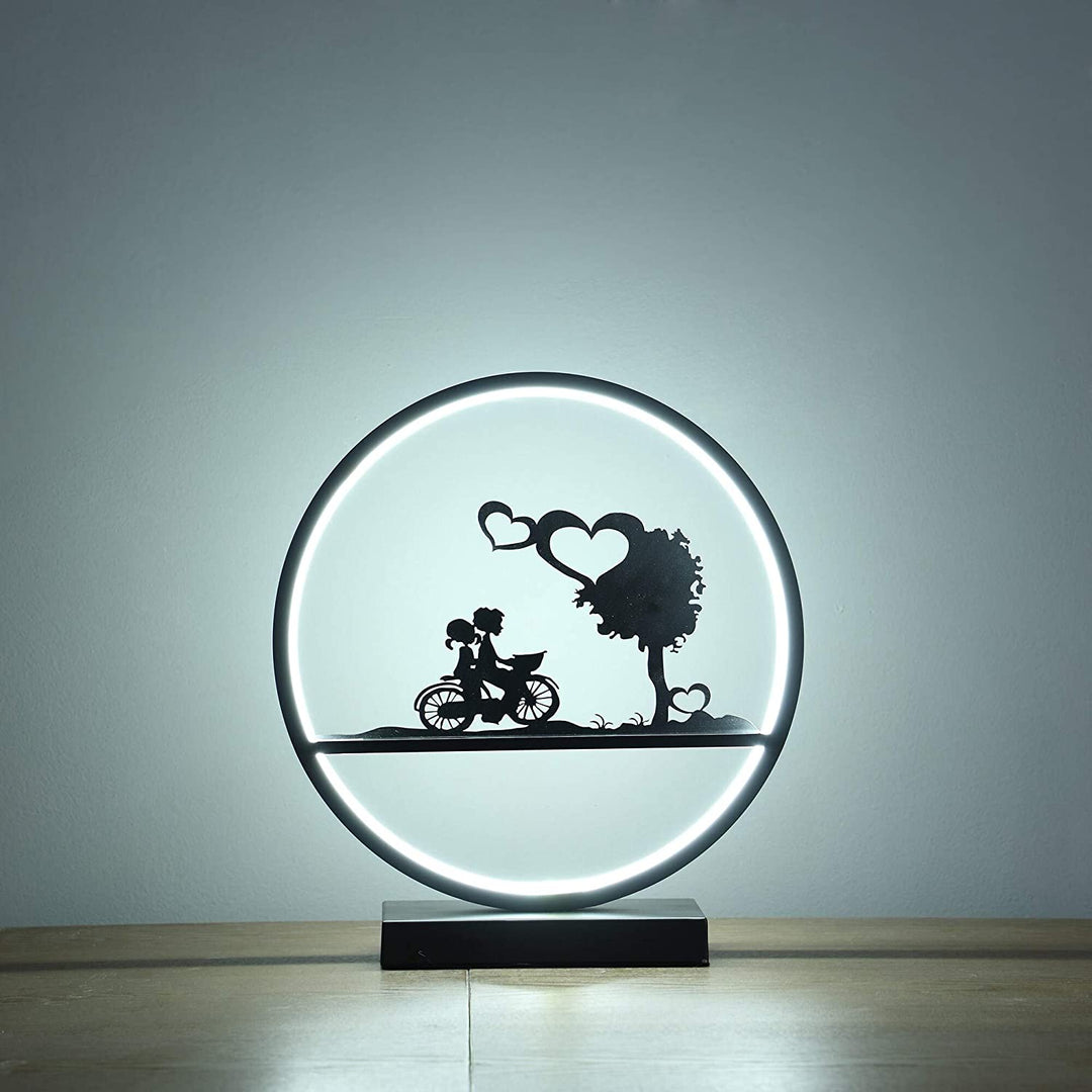 Girl Boy Bicycle Led Accent Table Lamp Silver Modern Contemporary - Diamond Home USA