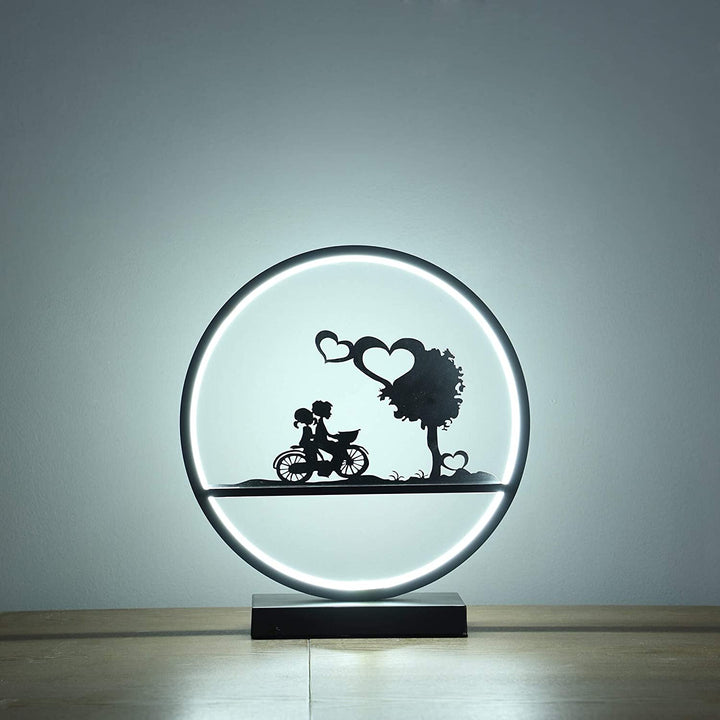 Girl Boy Bicycle Led Accent Table Lamp Silver Modern Contemporary - Diamond Home USA