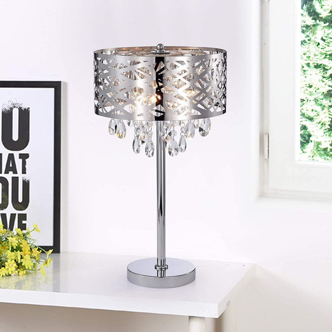 Chrome Crystal Accent 3 Light Steel Table Lamp Wish Metal