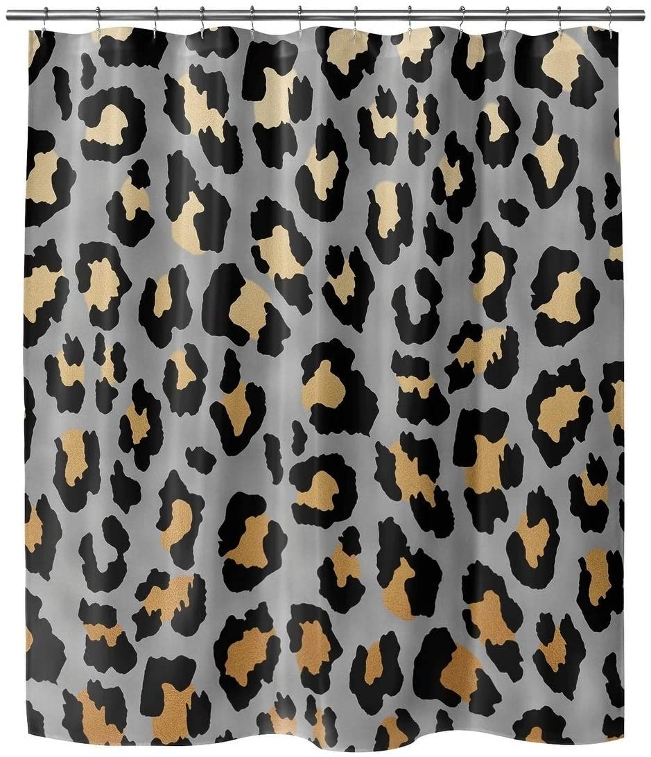 Dark Leopard Shower Curtain by Marina