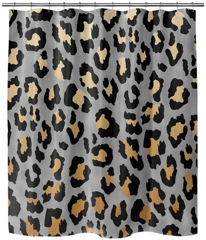 Dark Leopard Shower Curtain by Marina