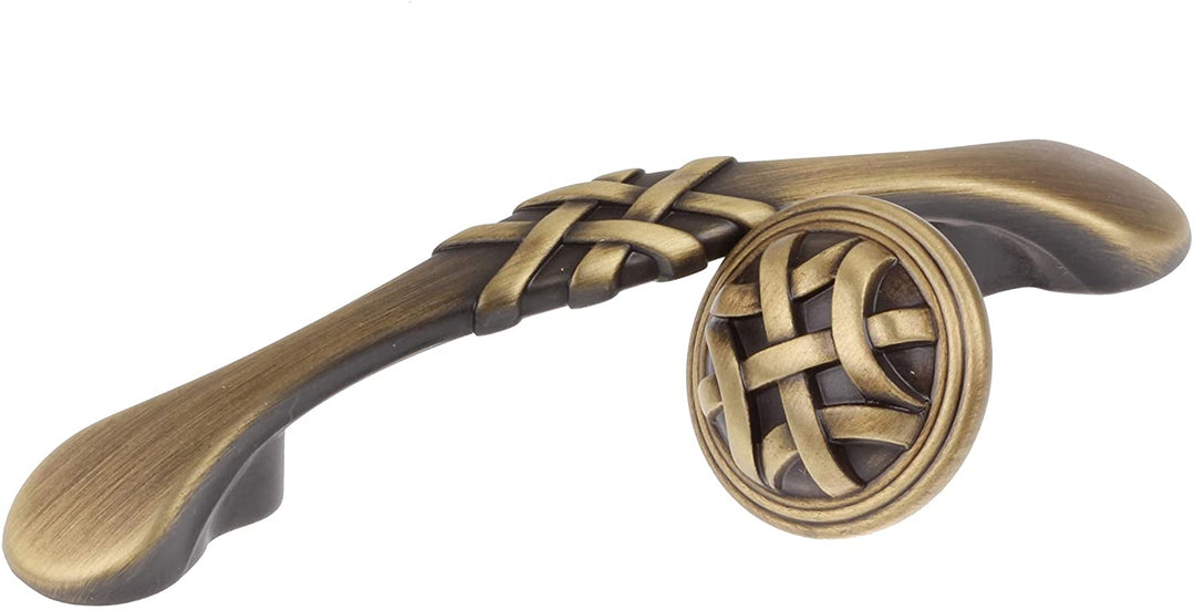 1 25 inch Antique Brass Round Braided Cabinet Knobs (Pack 10) Metal Finish - Diamond Home USA