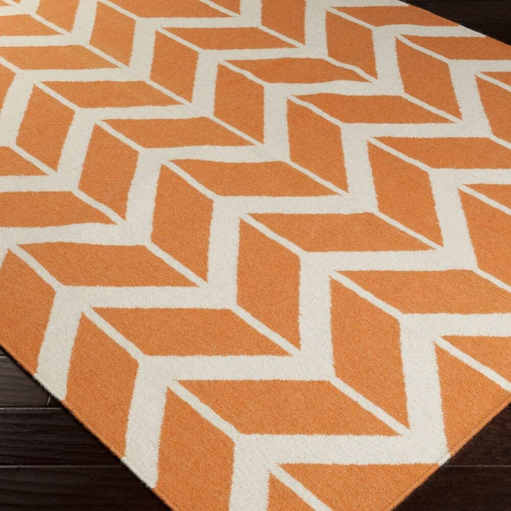 Hand Woven Papaya Wool Area Rug 8' X 11' Orange Geometric Modern Contemporary Rectangle Latex Free Handmade