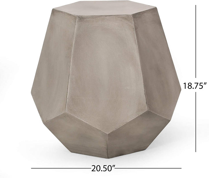 Lightweight Concrete Side Table Grey Industrial Specialty - Diamond Home USA