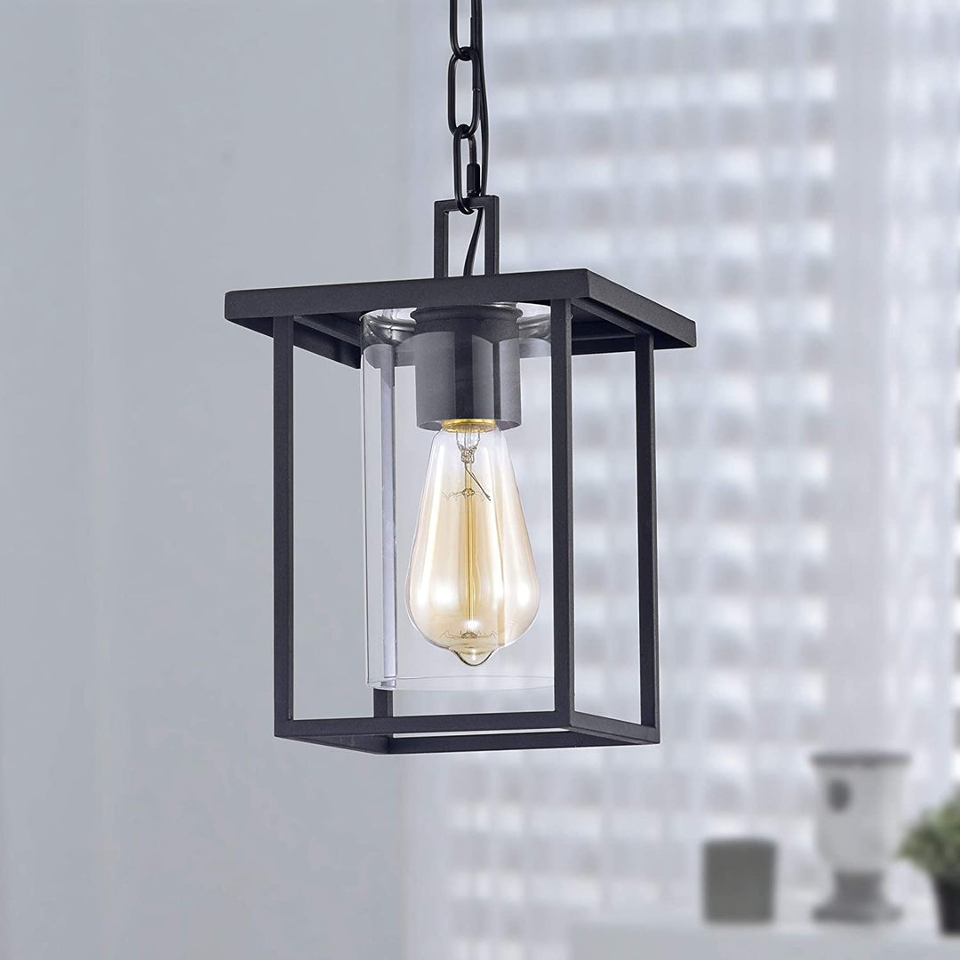 1 Light 7'' Black Painted Clear Glass Light Modern