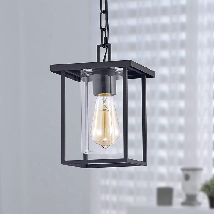 1 Light 7'' Black Painted Clear Glass Light Modern