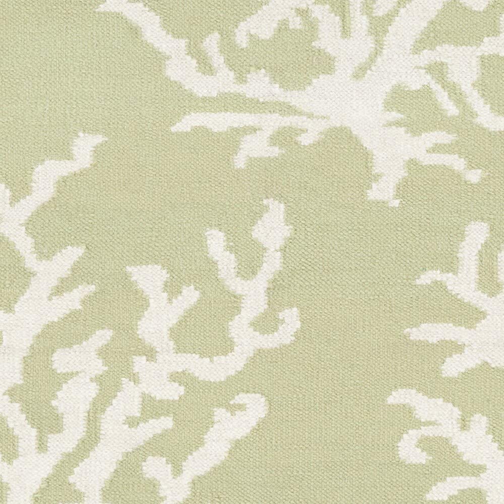 MISC Hand Woven Lettuce Leaf Wool Area Rug 2'6" X 8' Runner Green White Abstract Latex Free Handmade