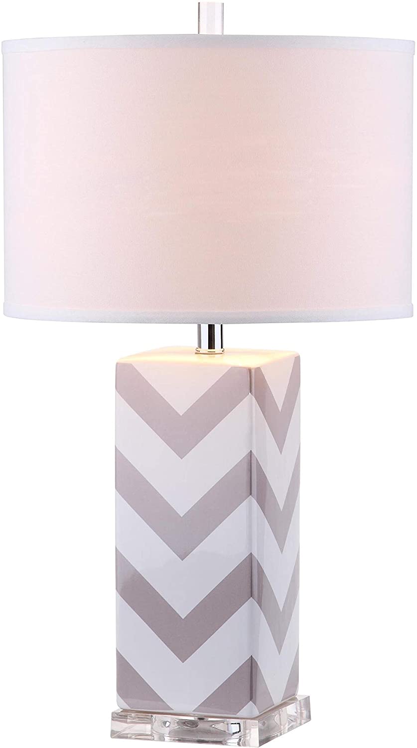 MISC Lighting 27 inch Grey Chevron Stripe Table Lamp (Set 2) 15"x15"x27" Nickel Bulbs Included