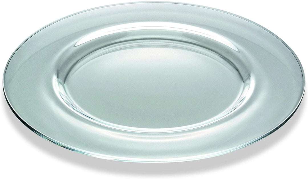 Glass Charger W/Border 12 5" d Made Europe s/2 Clear Round