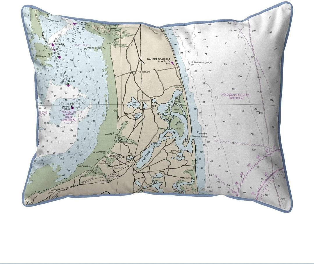 Beach Ma Nautical Map Small Pillow 11x14 Color Graphic