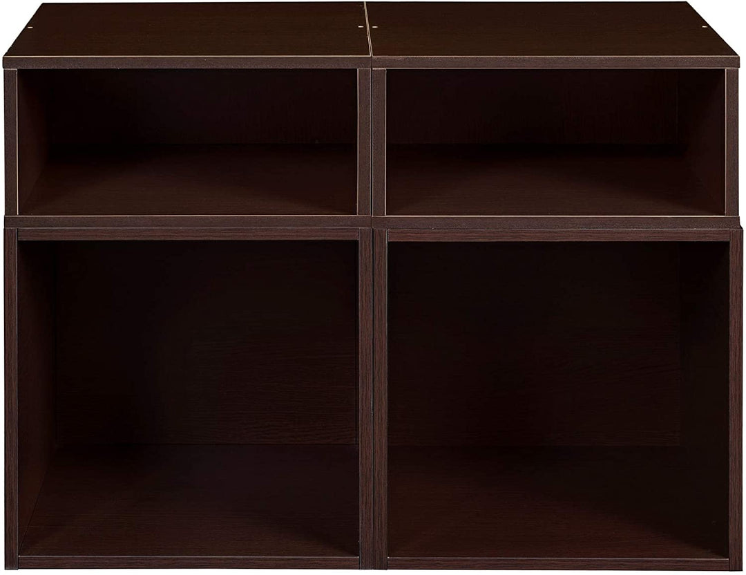 Storage Set 2 Full Cubes/2 Half Cubes Truffle Brown Modern Contemporary Laminate Wood Finish - Diamond Home USA