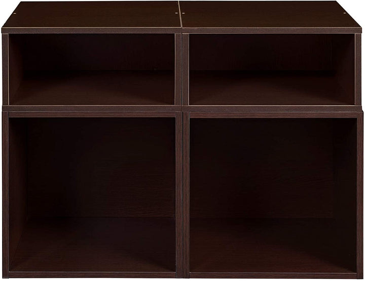Storage Set 2 Full Cubes/2 Half Cubes Truffle Brown Modern Contemporary Laminate Wood Finish - Diamond Home USA