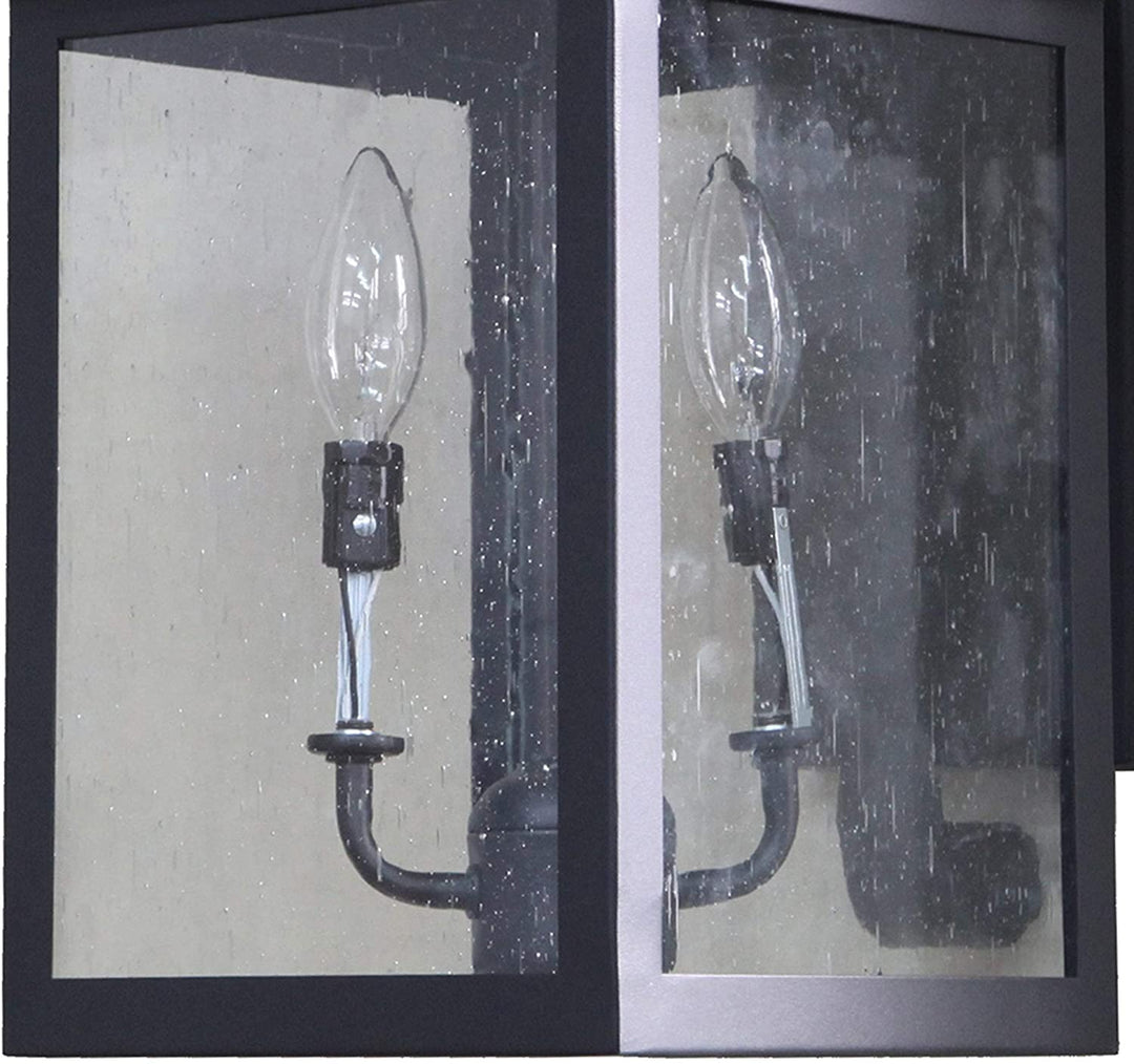 2 Light Exterior Lighting Black Finish Metal Water Resistant